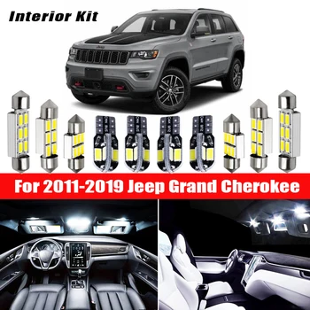 

13pcs White Bulb LED Car Light Interior Kit For 2011-2019 Jeep Grand Cherokee Map Dome Trunk Glove Box Lamp
