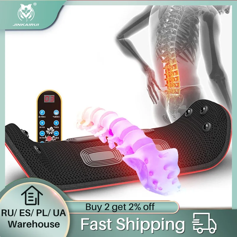 Jinkairui eléctrico dispositivo tracción Lumbar Dual importa cintura espalda masaje calentador de vibración de la columna de cintura aliviar la fatiga