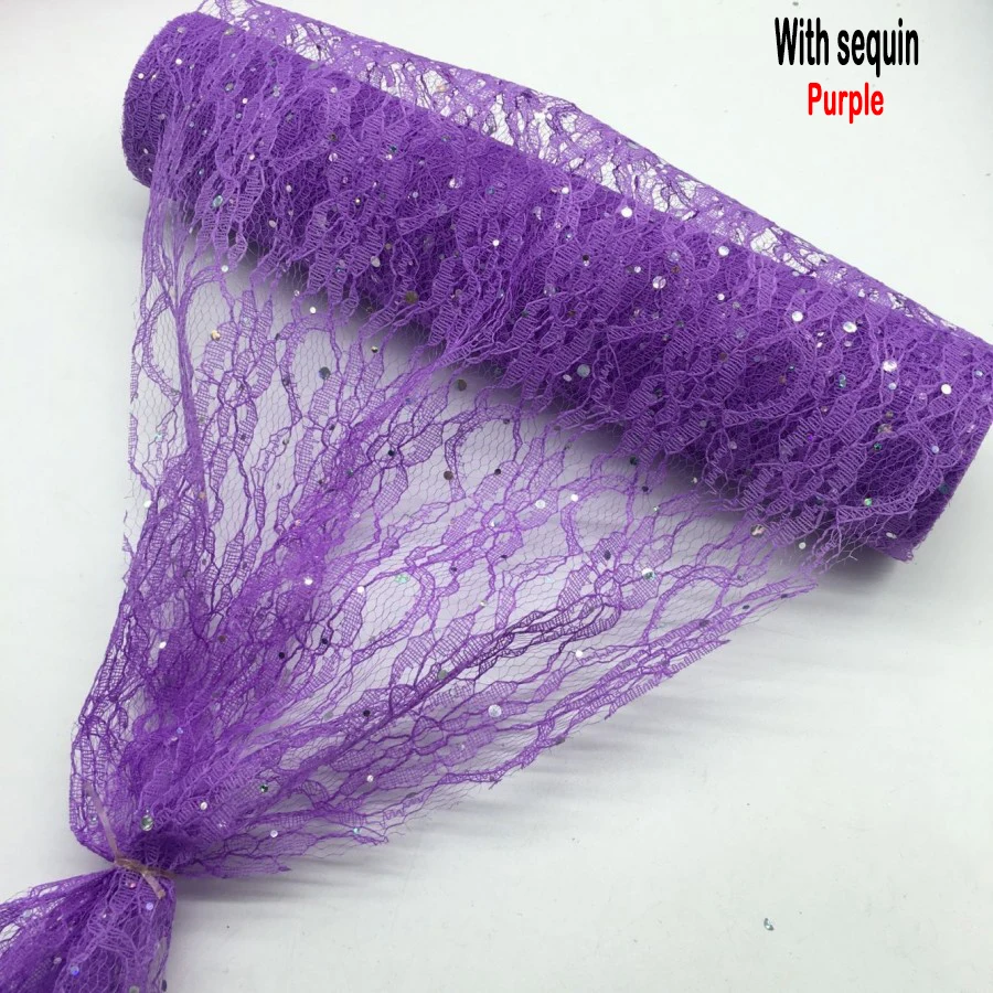 Sequin-Purple Рулон кружева органза катушка ткань ленты 30*910 см Сетка Ткань DIY свадебное мероприятие лента на стул для вечеринки лук настольная дорожка украшения - Цвет: Sequin-Purple