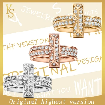 

YS Rings high quality 1:1 original TIF 2020 new "T wide ONE pavé" Rings bright cut not easy to fade
