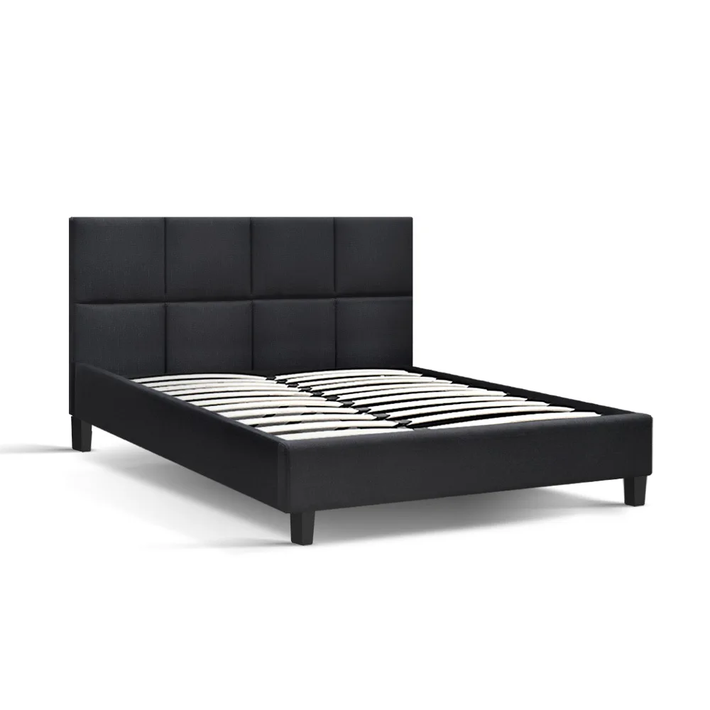 204 X 144cm Artiss TINO Double Size Bed Frame Base Fabric Headboard Wooden Mattress Easy Assembly Bed Charcoal Home Furniture AU 204 X 144cm Artiss TINO Double Size Bed Frame Base Fabric Headboard Wooden Mattress Easy Assembly Bed Charcoal Home Furniture AU