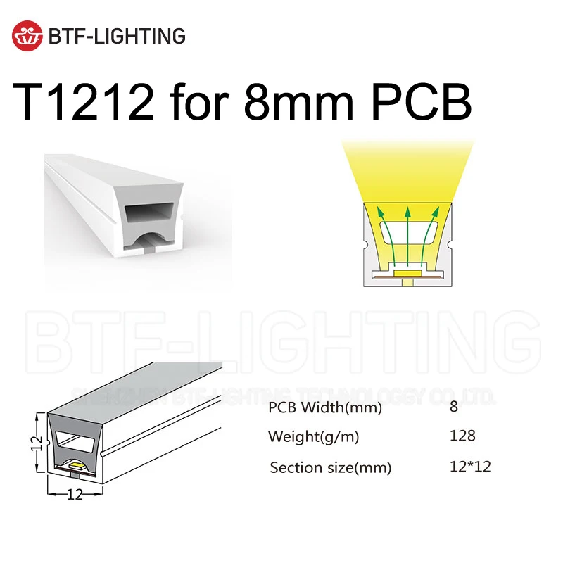 WS2812B светодиодный неоновый веревочный светильник IP67 из мягкого силикагеля 5 метров WS2811 гибкий ленточный светильник водонепроницаемая лампа для украшения дома - Испускаемый цвет: T1212 for 8mm PCB
