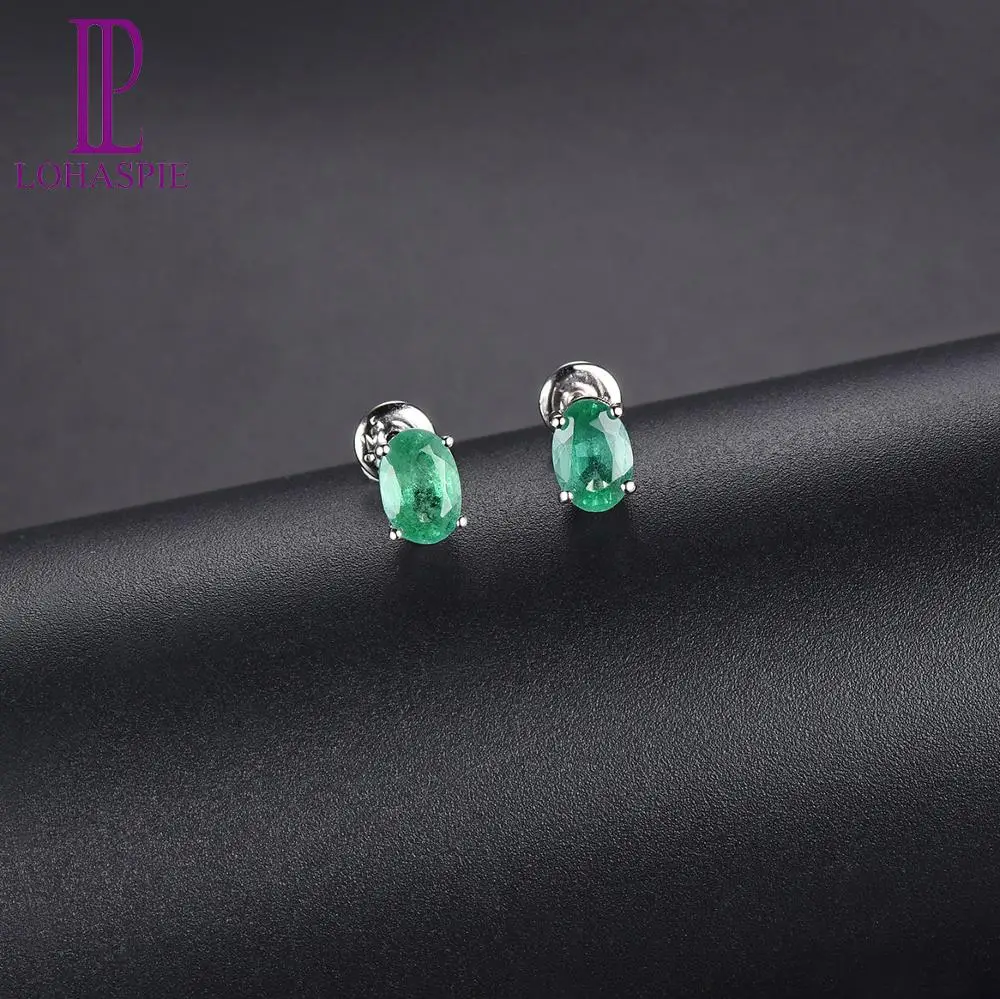 Женские серьги гвоздики LP из натурального Изумрудного серебра 925 пробы ювелирные