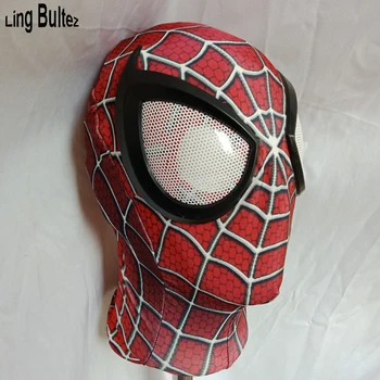 

Ling Bultez High Quality Raimi Spiderman Mask With Big Eeys Red Spiderman Face Mask With Large Lens Spandex Spiderman Mask