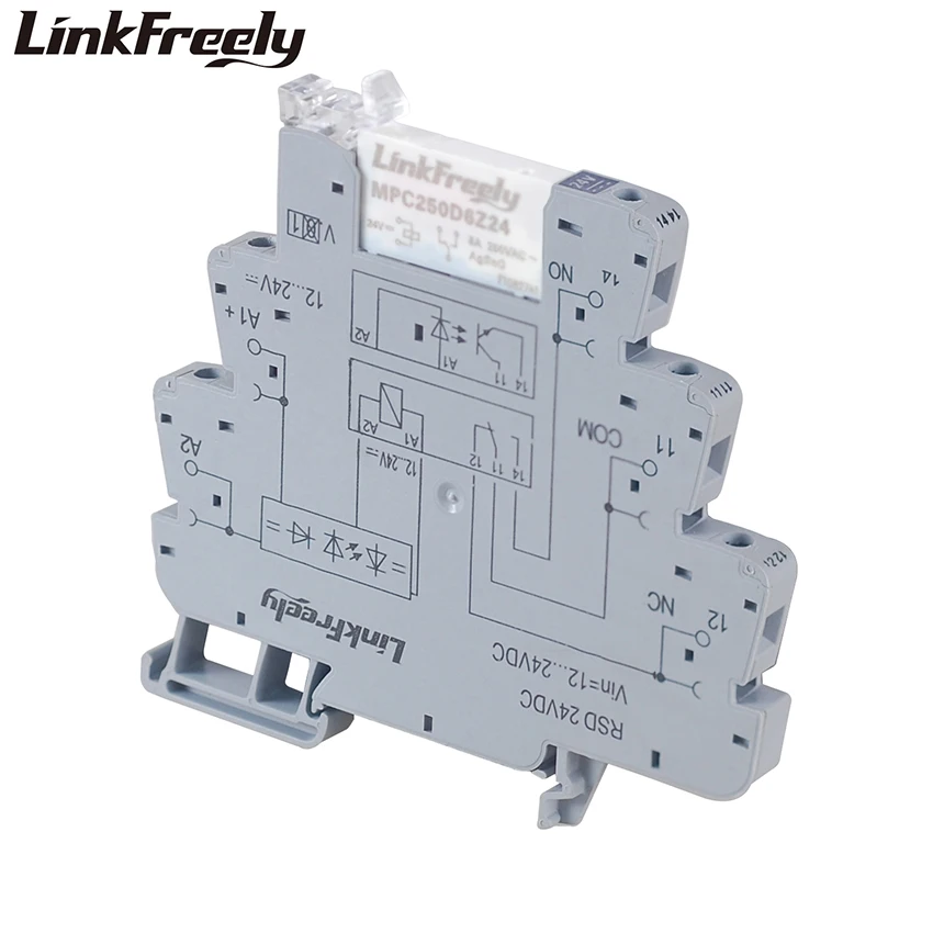 RSD 24VDC умный светодиодный ультра тонкий релейный модуль интерфейс din-рейка 6A 250VAC Электромагнитная контактная катушка 1Z реле управления напряжением