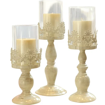 

Glass Cover Vertical Candle Holder Christmas Metal Candle Holder Romantic European Soporte Vela Home Decoration DD60ZT