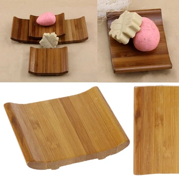 

Natural Bamboo Soap Holder Dish Bathroom Shower Plate Stand Storage Box Rack