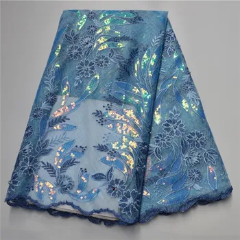 

High Quality Organza Lace Fabric Sequin Embroidery Latest French Tulle Net Lace Fabric For Wedding Party Dress