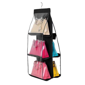 

Folding Closet Organizer Wardrobe Hanging Storage Bag System for Handbag (Black)