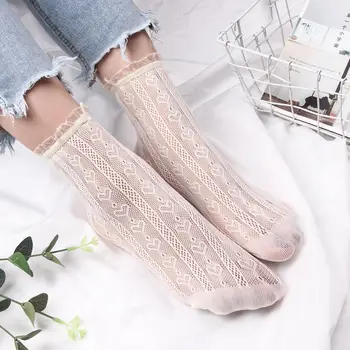 

Floral Hollow Cotton Thin Socks Women Lace Invisible Ankle Sock Low Cut Heap Socks for Spring Summer Ankle Low Cut Sock