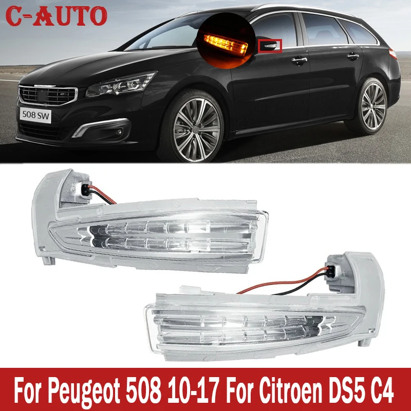 

C-Auto LED Door wing rearview mirror side lights turn signal lights For Peugeot 508 2010-2017 For Citroen DS5 C4 6325J5 6325J4