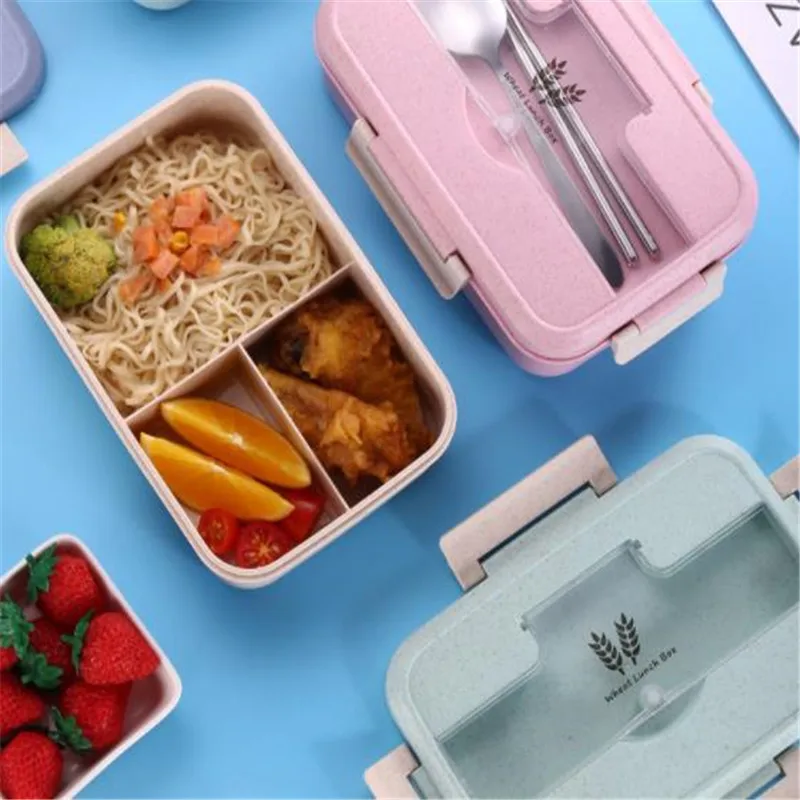 Модный из пшеничной соломы контейнер Bento для обеда микроволновая печь Bento Ланч-бокс контейнер для еды Ланч-бокс контейнер для хранения еды для студентов