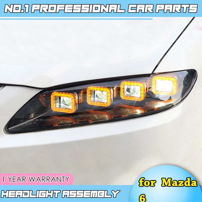 Автомобильный Стайлинг для Mazda 6 фары 2004-2013 мазда6 светодиодный круглая фара-ореол DRL Биксеноновые линзы дальнего ближнего света парковки