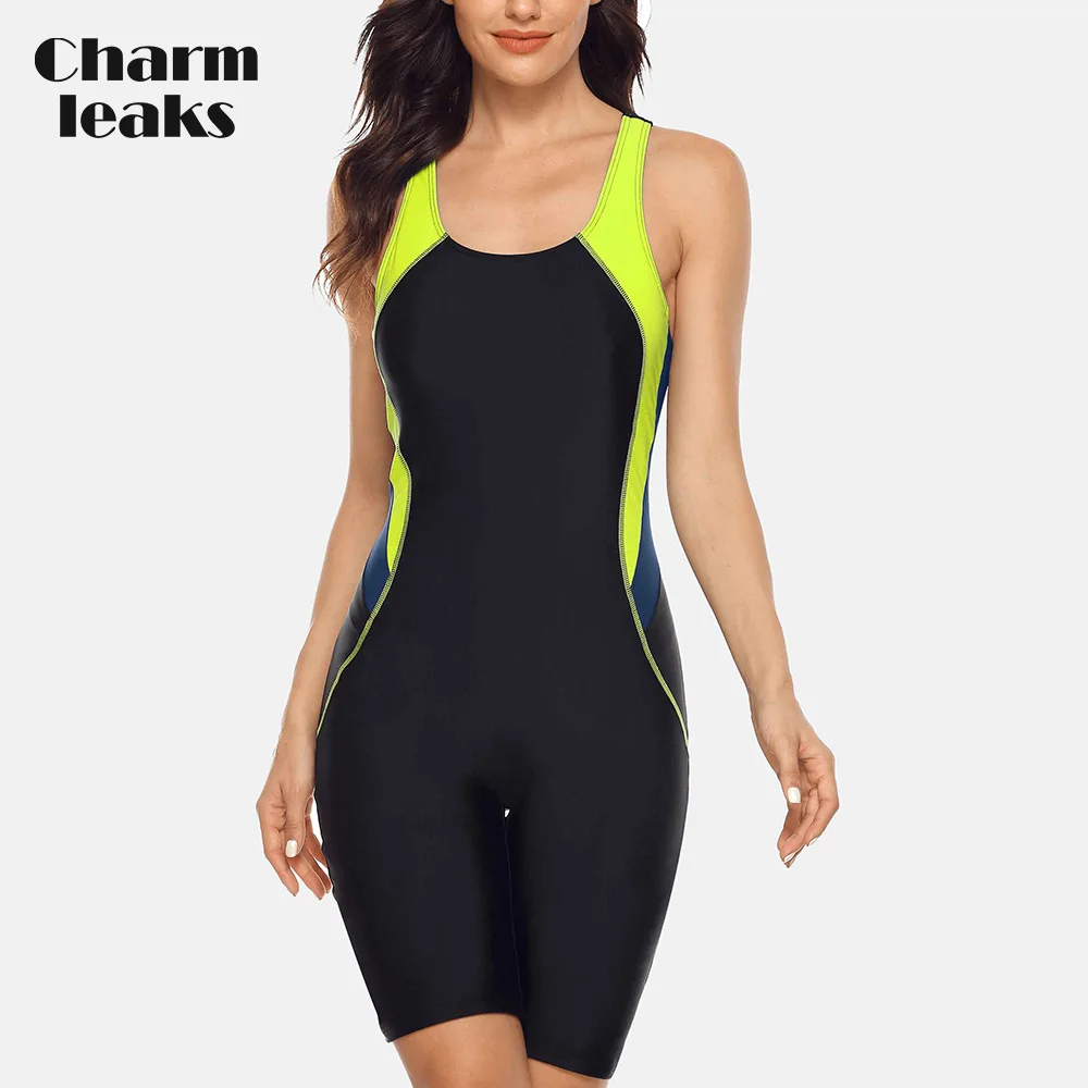 Women&lsquo;s One Piece Pro Sports Swimwear Athlete Sports Swimsuit Boyleg Beach Wear Colorblock Racerback Bathing Suits women sport swimsuits