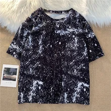  Summer Starry Sky Printing T-shirt Large Size Short Sleeve Loose Streetwear Tees Casual Harajuku Women Clothing Half Sleeve Tops 