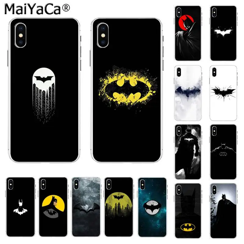 MaiYaCa DC Superhero Batman logo Coque Shell чехол для телефона iPhone 11 pro XS MAX 8 7 6 6S Plus X 5 5S SE XR | Мобильные