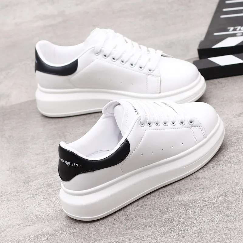 Caliente blanco de los hombres zapatillas de deporte de las mujeres de moda de vulcanizar zapatos tamaño 36-44 alta calidad calzado de HIP HOP de la plataforma de encaje-zapato de correr