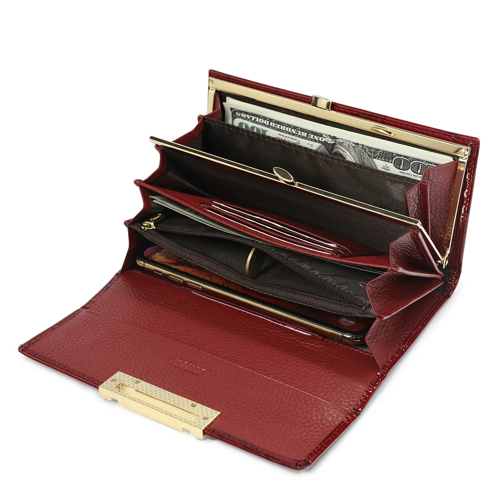 HH Роскошные женские кошельки из коровьей кожи Женский Длинный дизайнерский