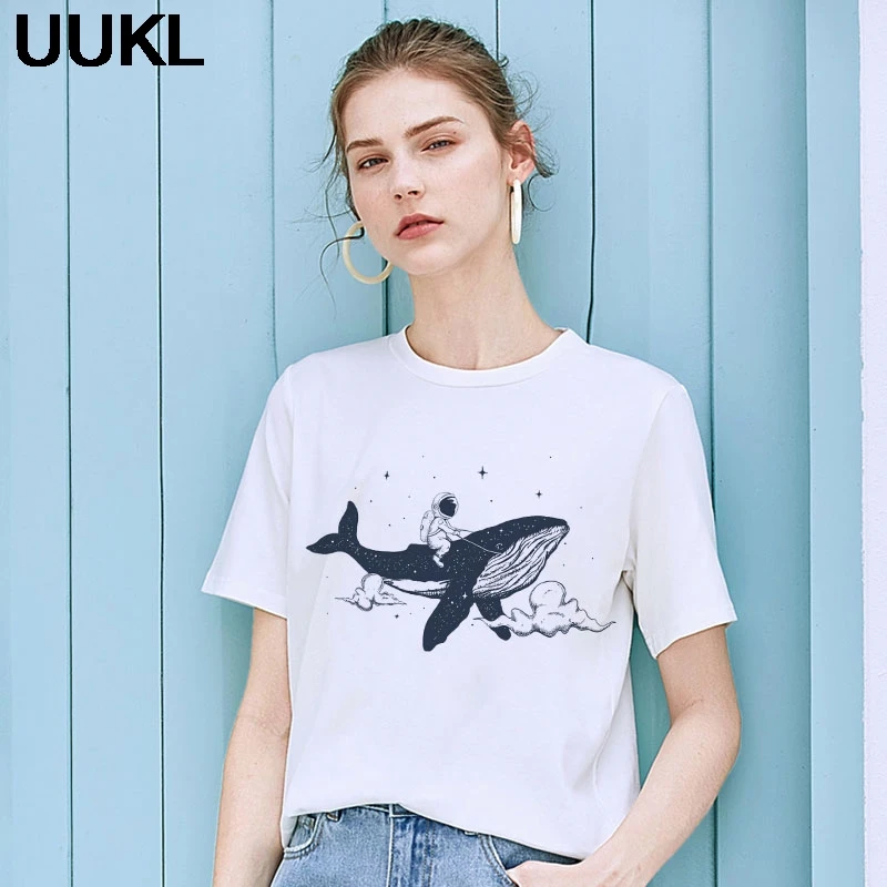 Женская летняя футболка UUKL с рисунком астронавта Кита|Футболки| |