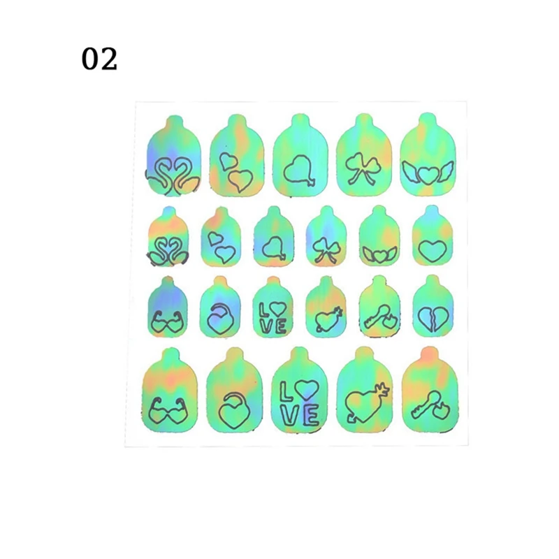 22 листа пламя Holo наклейки для ногтей винилы трафарет стикеры 3D на ногти Nail Art Наклейки маникюрные украшения