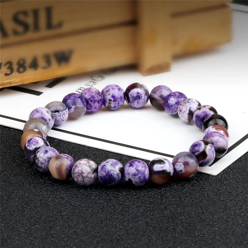 Men women energy beaded bracelet 8mm natural tiger eye stone lava rock agates stretch bangle yoga healing jewelry gift