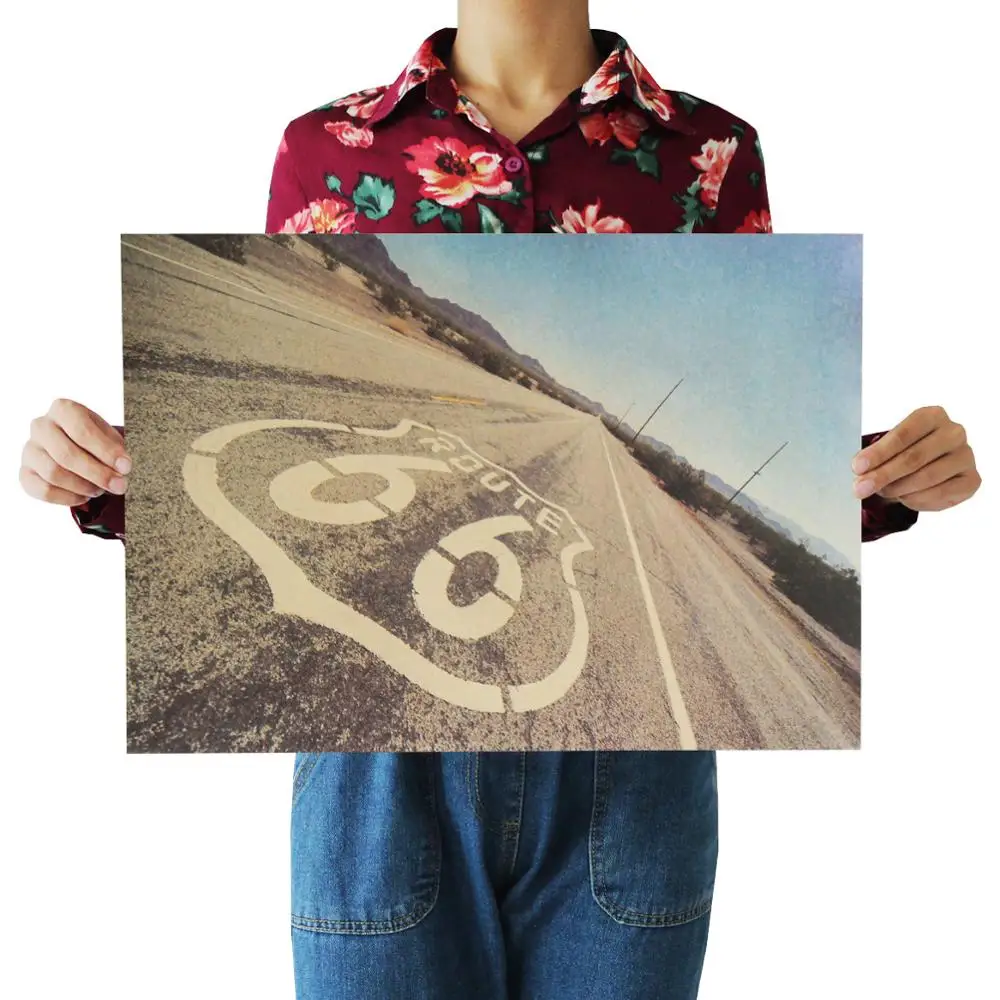 Route 66 из США/знаменитый вид/Классическая фотография/крафт-бумага/бар постер/ретро