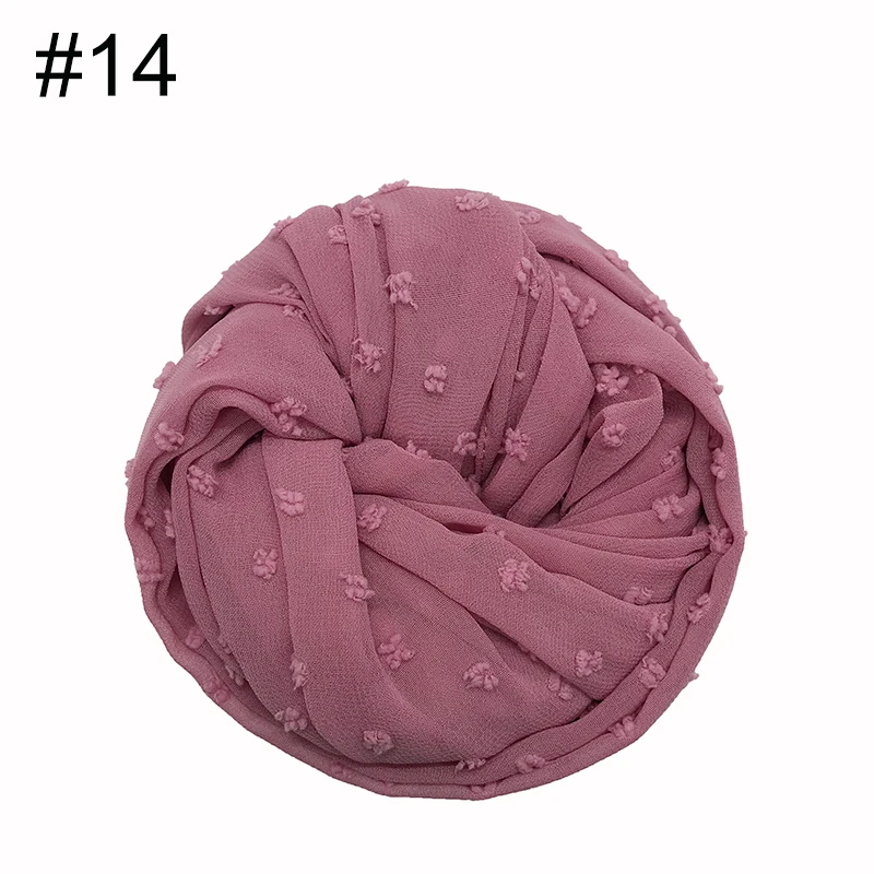 Шарф с пушистыми шариками, однотонные шарфы, модные женские шифоновые шарфы, высокое качество, мусульманский хиджаб, женские шали, 100 шт./лот - Цвет: 14