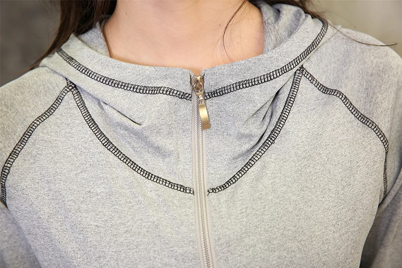 RealLion Yoga Shirt Korean Style Long Sleeve With Zipper Hoodie With Pockets Polyester Fabric Coat Sports Sweater (4)