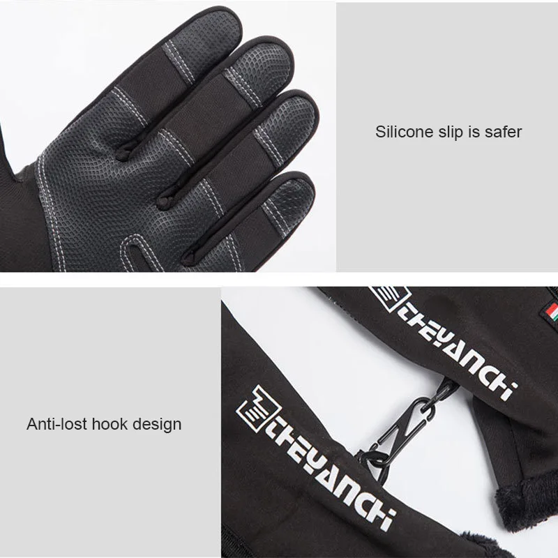 Outdoor Waterproof Gloves Winter Zipper Touch Screen Heated Glove Motorcycle Gloves For Motorcycle Sports Velvet Mountaineering