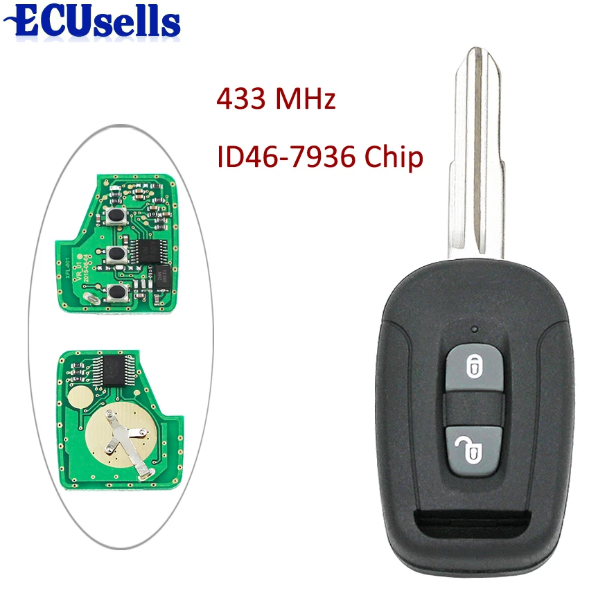 2 кнопки дистанционного управления брелок 433 МГц с ID46 чип PCF7936 для Chevrolet Captiva