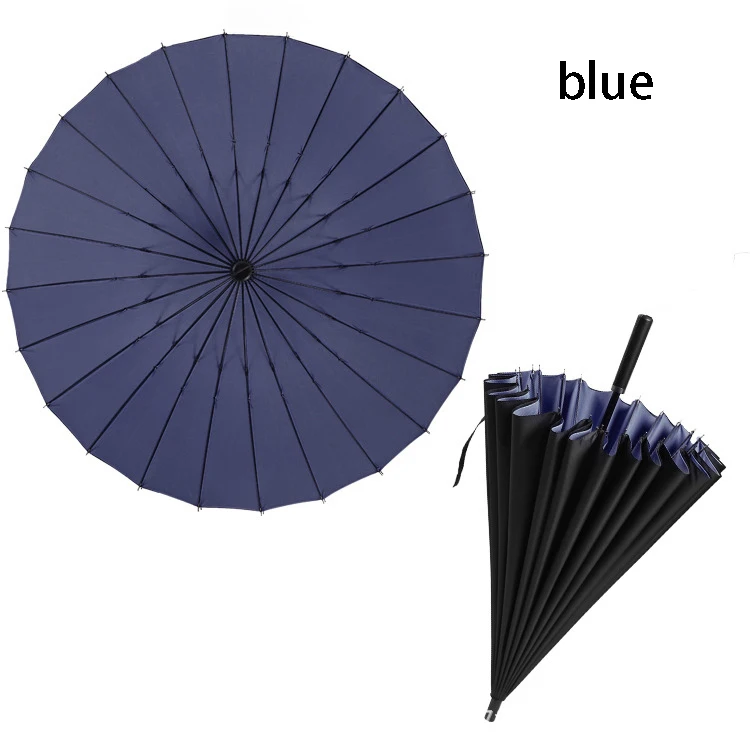 Paraguas de lluvia de calidad para hombres 24K fuerte doble a prueba de viento - Цвет: blue