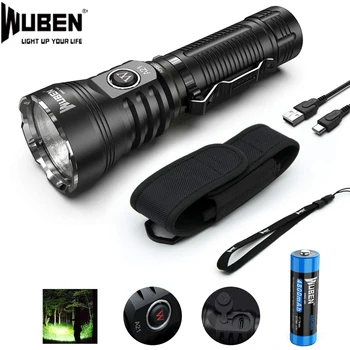 Buy WUBEN A21 Hight Powerful Flashlight CREE XHP70.2 4200 Lumens Type-C Rechargeable Waterproof Light With 21700 Battery For Camping