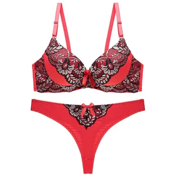 

New 2020 Bra Brief Set Sexy Thongs Women Bra Set Push Up Lace Underwear Set Intimate Plus Size Bra Panty Set