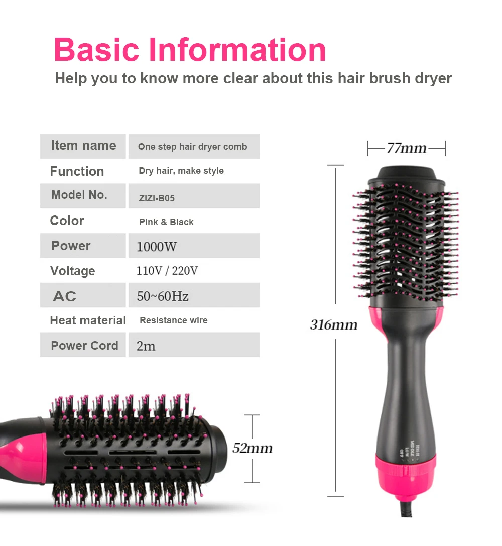 Escova de Secador de Cabelo Escova de ar Secador de Cabelo Alisador de ar 2 em 1 Permutável Turmalina Cerâmica Ionic Quente um Passo 4 Online shopping