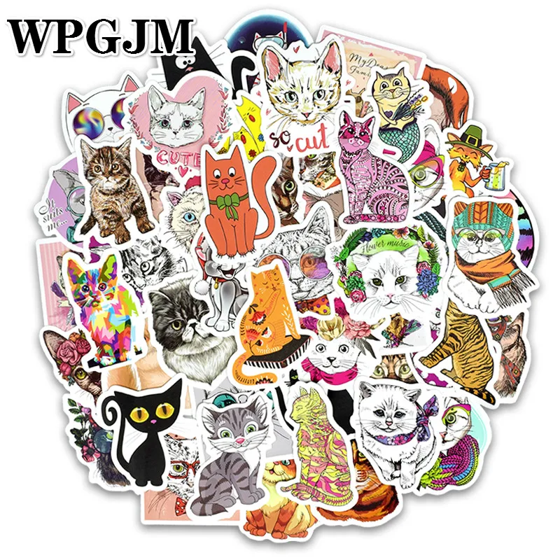 

50 Pcs cute cat Sticker Mixed Cartoon Toy Sticker for Car Styling Bike Motorcycle Phone Laptop Travel Luggage Cool Sticker