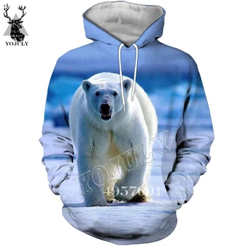 

Unisex Fashion Casual Street wear Sweatshirt Hoody top Animal Polar bear 3D Print Harajuku Men Pullover Hoodie Clothing Y7247