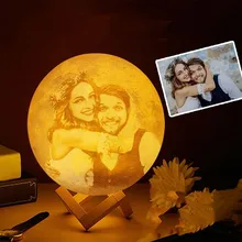 Lampe led en forme de lune avec texte et Photo, personnalisable, impression 3D, Rechargeable, cadeau pour enfants, femmes, copines, hommes, 16 couleurs