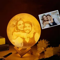 Lampe led en forme de lune avec texte et Photo, personnalisable, impression 3D, Rechargeable, cadeau pour enfants, femmes, copines, hommes, 16 couleurs 
