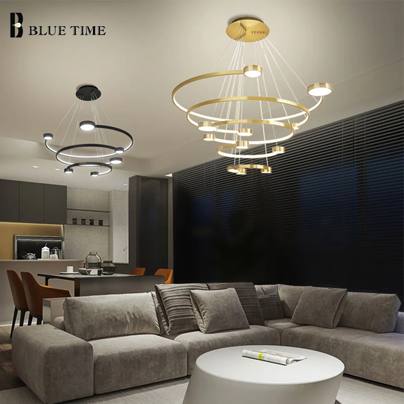 

Circle Rings LED Chandeliers For Living Room Dining Room Parlor Hanging Lamp Ceiling Chandelier Indoor Home Lighting Fixtures
