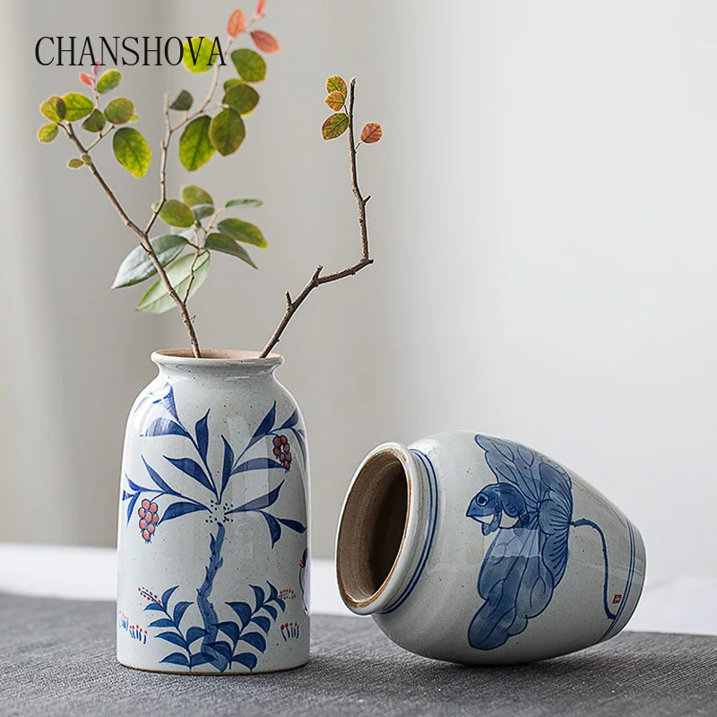 CHANSHOVA Китай ретро ручная роспись керамические вазы для цветов офисный Декор украшение дома Аксессуары Фарфоровая ваза для цветов H227