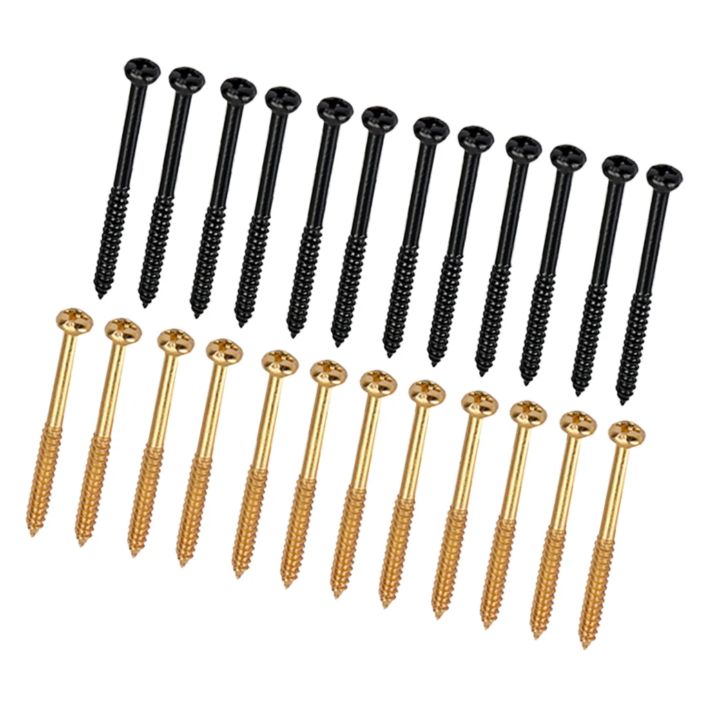 24pcs/pack Humbucker Pickup Screw Black/Gold for Bass Guitar P90 Replacements 24pcs/pack Humbucker Pickup Screw Black/Gold for Bass Guitar P90 Replacements