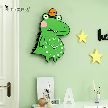 

Decorative Cartoon Wall Clock Silent Hanging Watch Quartz Green Clock Wall for Children Room Home Decor Free Shipping hot sales