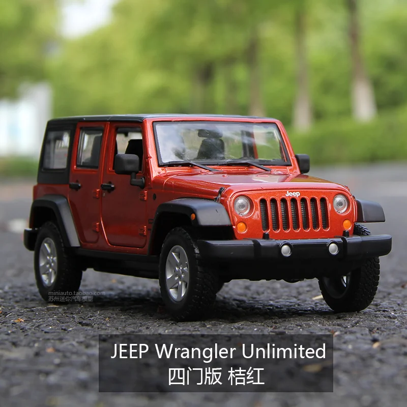 

Maisto 1:24 2015JEEP Jeep Wrangler Racing Convertible Orange alloy car model simulation car decoration collection gift toy