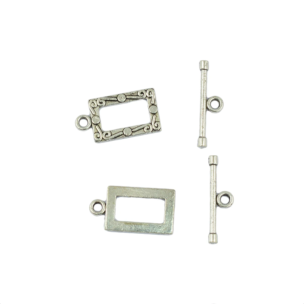 50 Sets Tibetan silver color Wire Rectangle Bar OT Toggle Clasps Jewelry DIY Craft 22 x 12 mm Toggle fit Bracelet