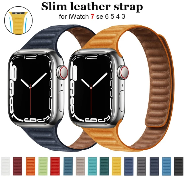 Leather Magnetic Strap Apple Watch Ultra  Loop Bracelet Apple Watch 44mm  Leather - Watchbands - Aliexpress