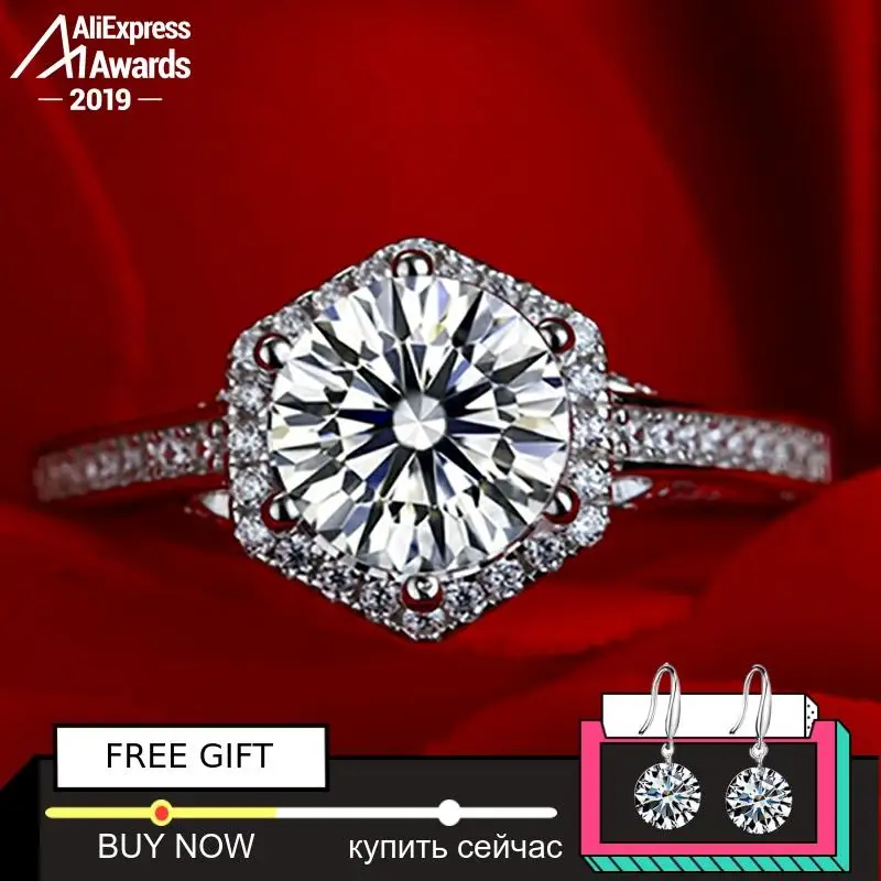 

8mm Round Cut S925 Fine Jewelry sterling silver ring Lab-created diamond Carat 4Cs wedding proposal dream