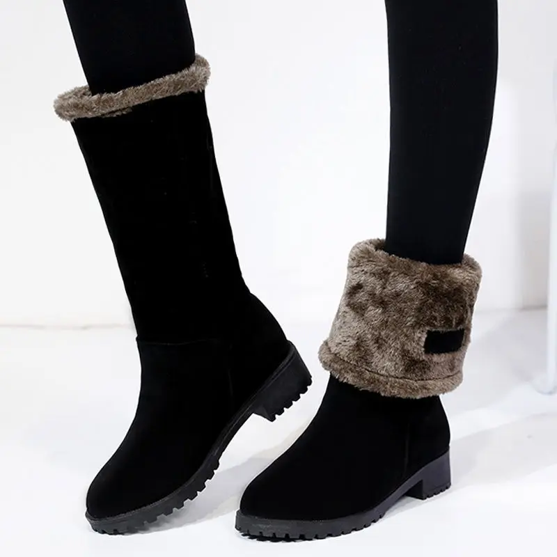 

Two Wearings Women Mid Calf High Boots,Mid Heel Snow Boots,Warm Winter Shoes,Fashion Black,Grey,Wine-red,Dropshipping