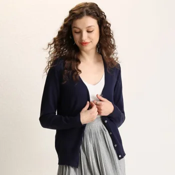 

2020 Cashmere Cardigan Women's Candy-colored V-neck Sweater Korean Slim