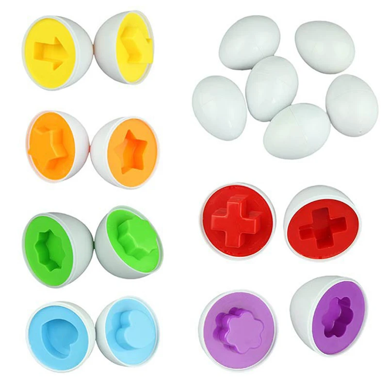 6Pcs/set Brand New Learning Education Toys Mixed Shape Wise Pretend Puzzle Smart Eggs Baby Kid Learning Kitchen Toys Tool Hot