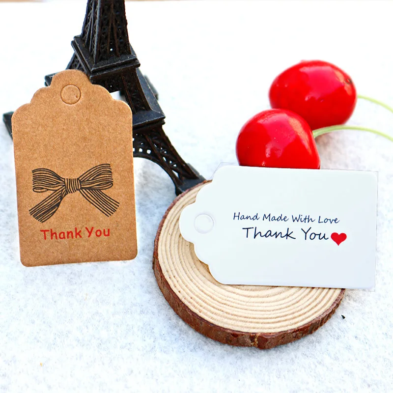 100 шт. бирки ручной работы из крафт бумаги с надписью Thank You|Ярлыки для одежды| |